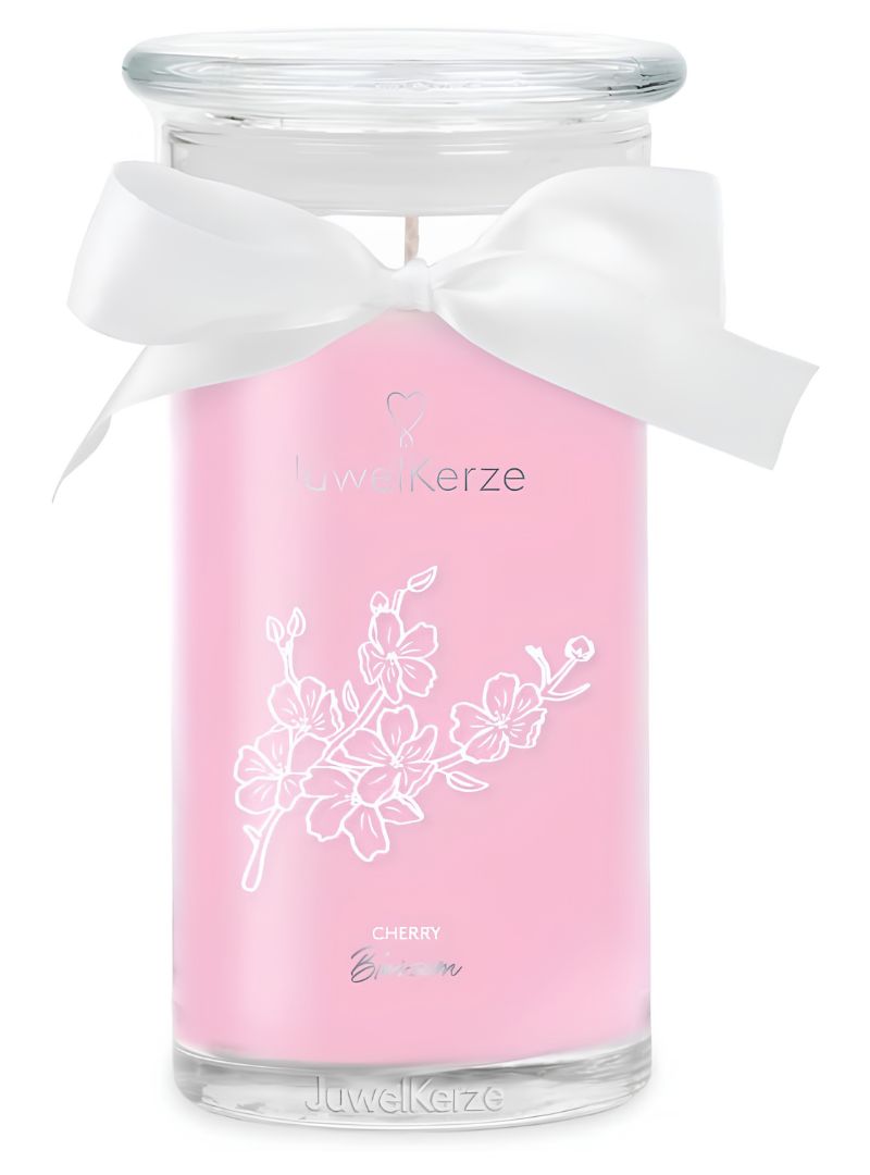 Juwelkerze Cherry Blossom mit Ring silber