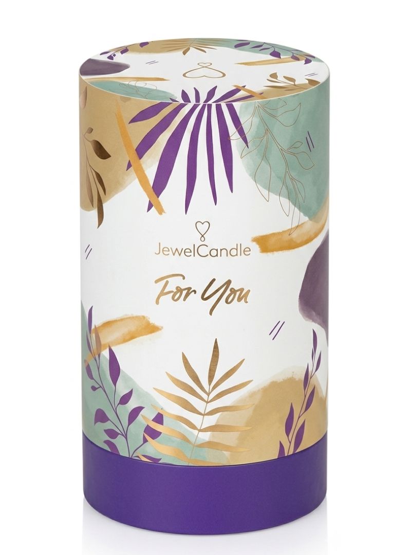 Juwelkerze Soft Waterlily mit Geschenkverpackung "For You" mit Halskette silber