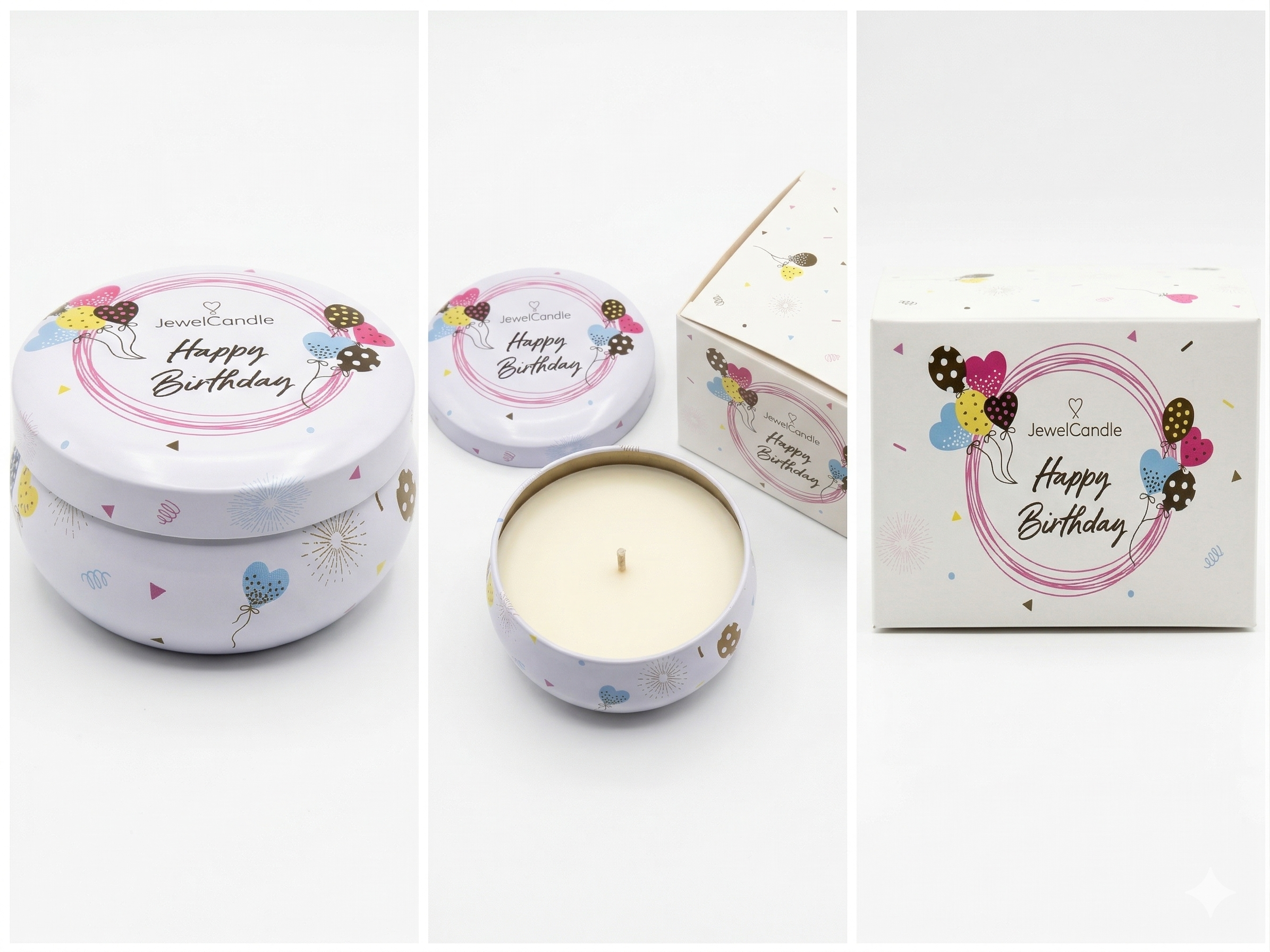 Juwelkerze Happy Birthday mit Armband silber in Geschenkbox