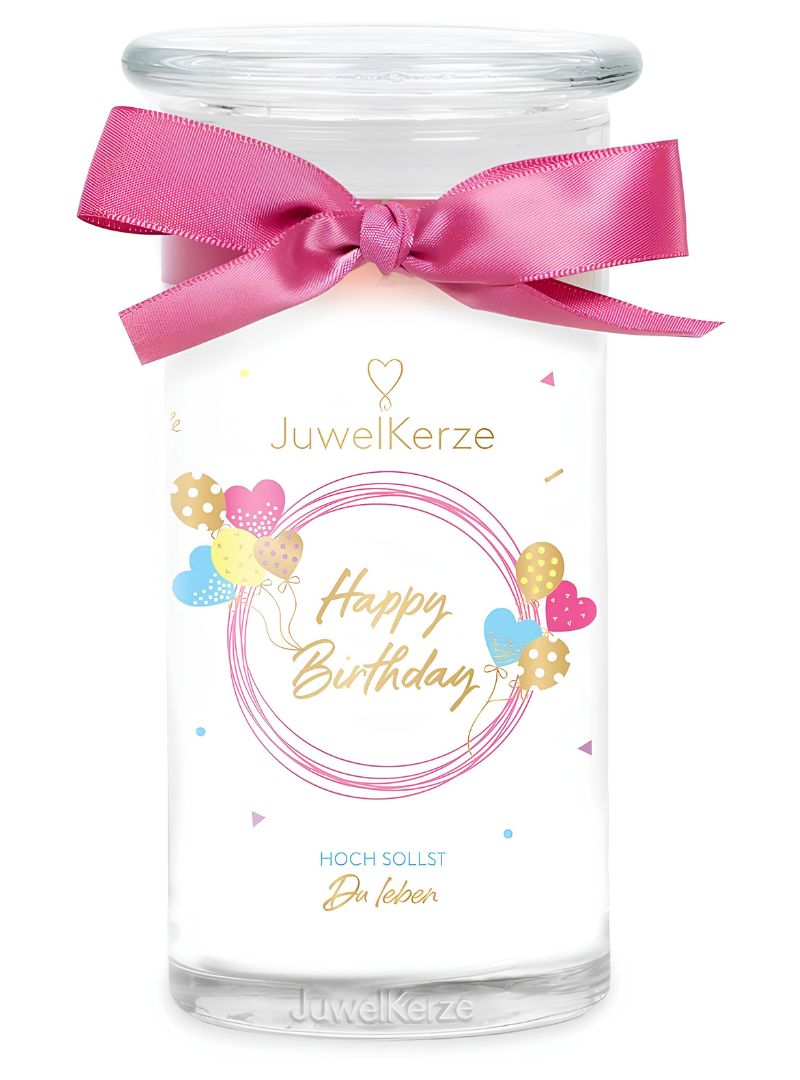Juwelkerze Happy Birthday mit Halskette silber