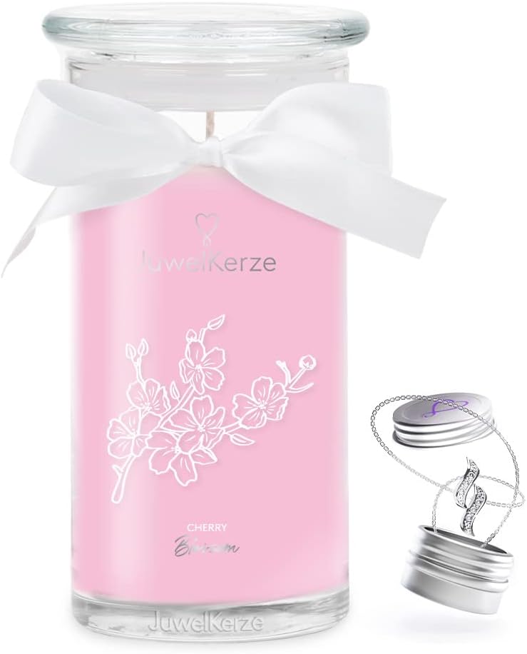 Juwelkerze Cherry Blossom mit Ring silber