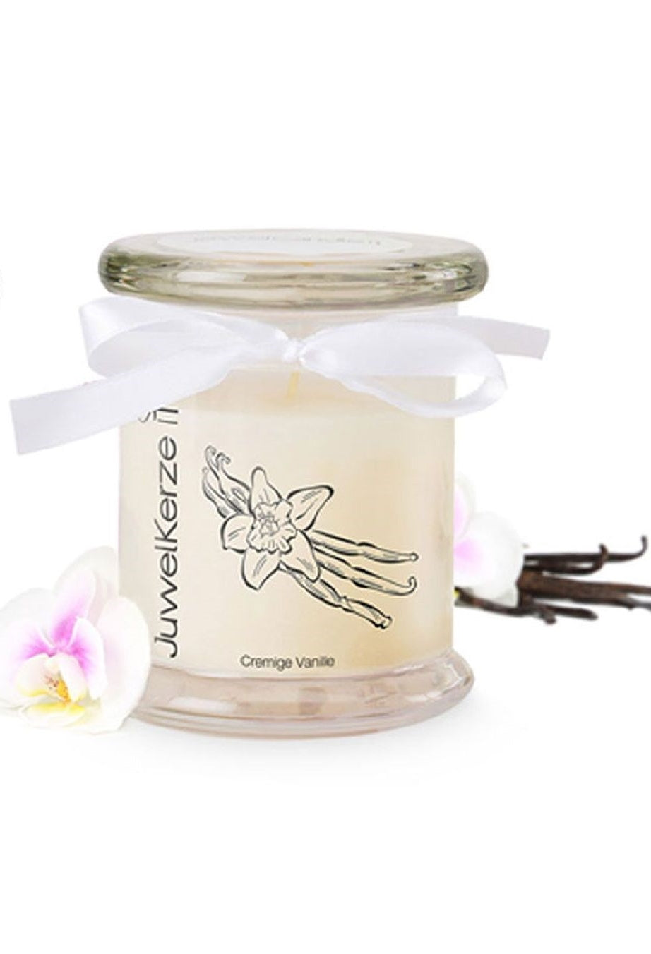 Juwelkerze Creamy Vanilla mit Halskette silber –