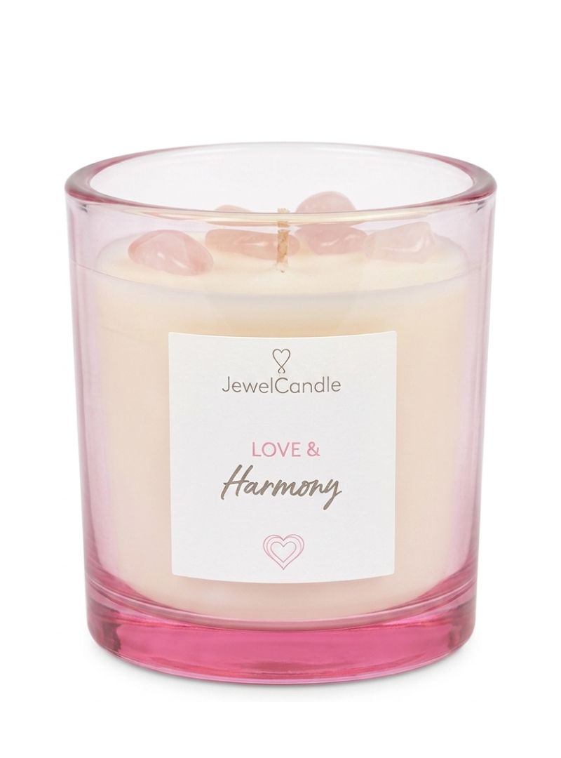 Juwelkerze Love & Harmony Gemstone Edition mit Rosenquarz –