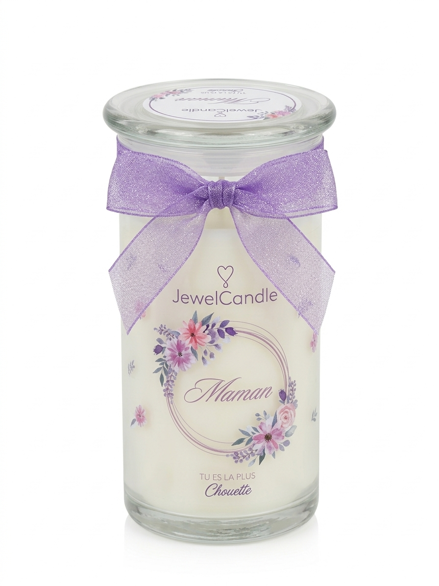 Juwelkerze "Maman" für Mama, Mamma mit Halskette silber