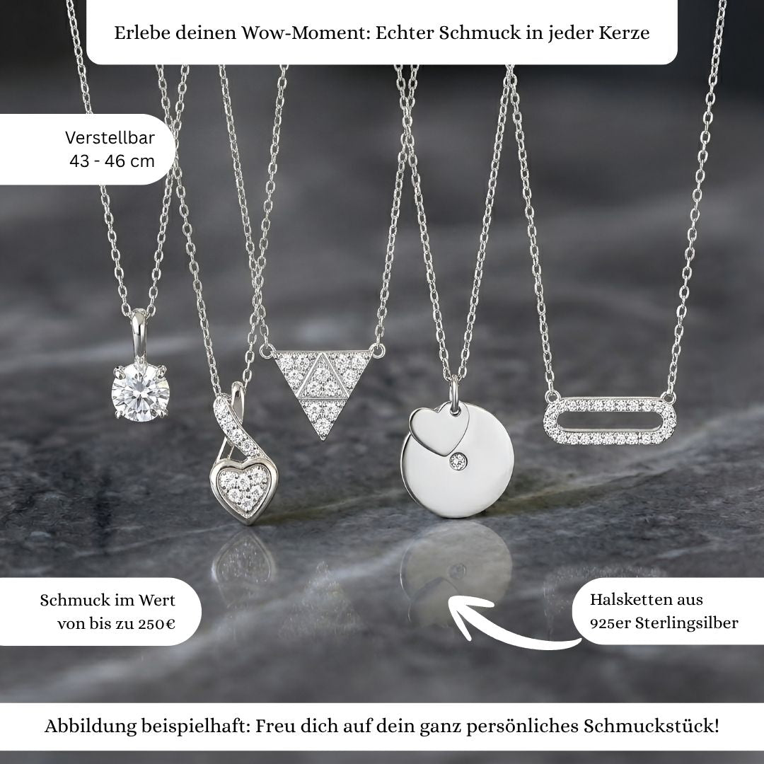 Juwelkerze Creamy Vanilla mit Halskette silber