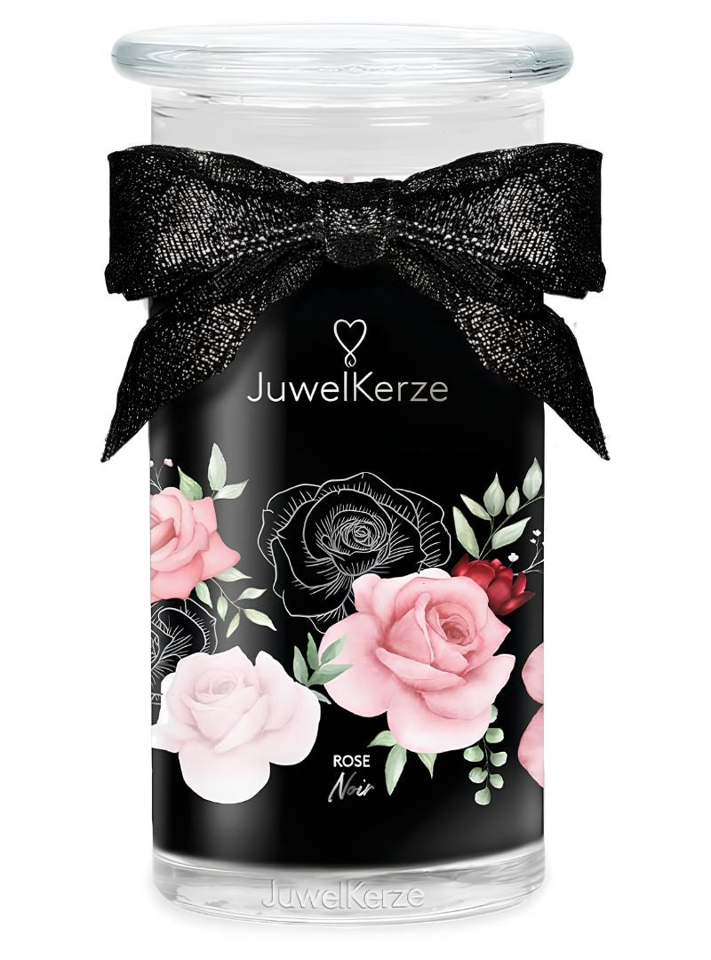 Juwelkerze Rose Noir mit Ohrringe silber