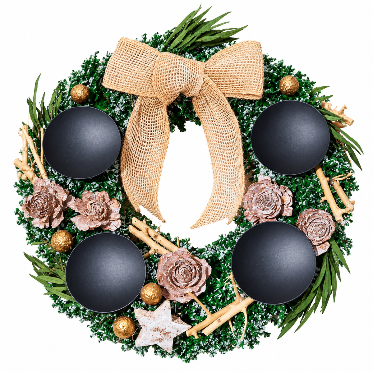 Adventskranz Natural Christmas – Handgefertigt aus 100 % natürlichen Materialien | 30 cm