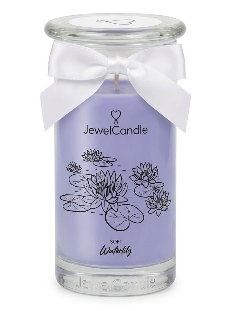 Juwelkerze Soft Waterlily mit Ohrringen silber