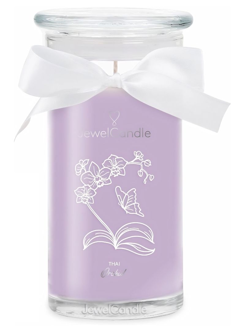 Juwelkerze Thai Orchid mit Halskette silber