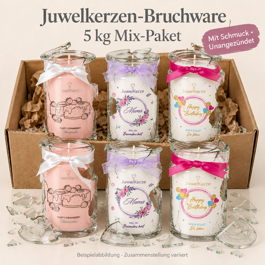 Juwelkerzen Bruchware mit Schmuck – 5 kg Mix-Paket zum Basteln & Einschmelzen