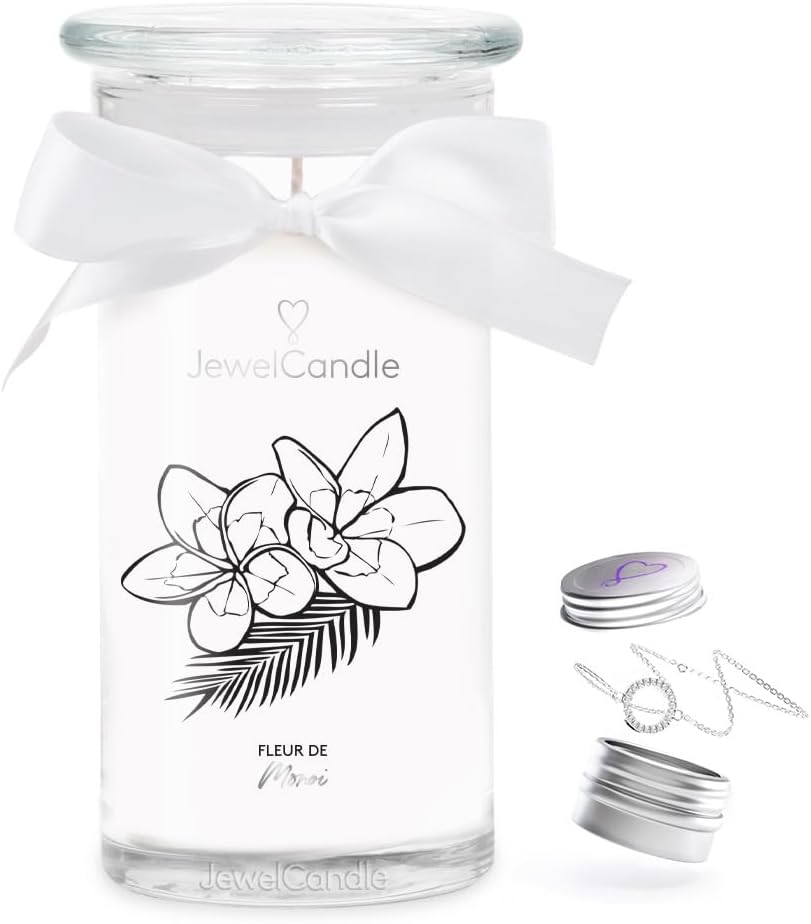 Juwelkerze Fleur De Monoi mit Halskette silber