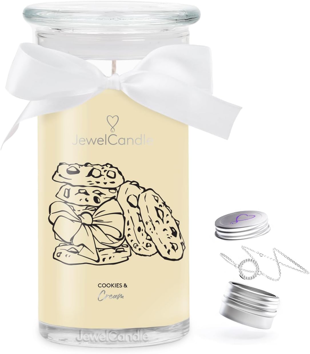 Juwelkerze Cookies & Cream mit Ring silber