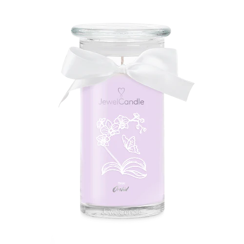 Juwelkerze Thai Orchid mit Ring silber